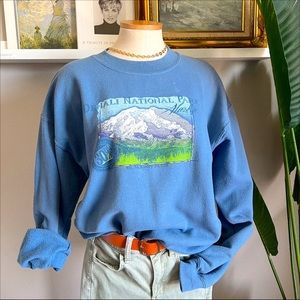 VINTAGE GILDAN blue Denali National Park Alaska crewneck